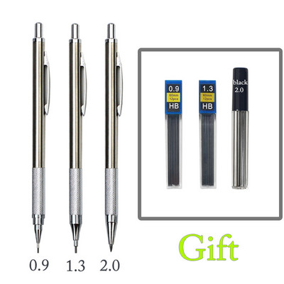 Mehanička olovka 2,0 mm, puna metalna automatska, 2 mm olovka u boji, školska crna olovka, punjenje od 12 boja za slikarstvo, inženjersko crtanje