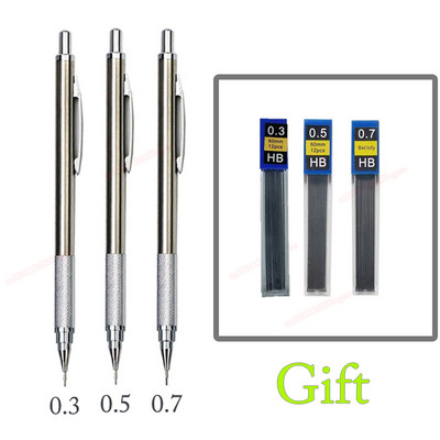 Mehanička olovka 2,0 mm, puna metalna automatska, 2 mm olovka u boji, školska crna olovka, punjenje od 12 boja za slikarstvo, inženjersko crtanje