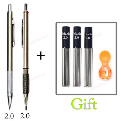 Mehanička olovka 2,0 mm, puna metalna automatska, 2 mm olovka u boji, školska crna olovka, punjenje od 12 boja za slikarstvo, inženjersko crtanje