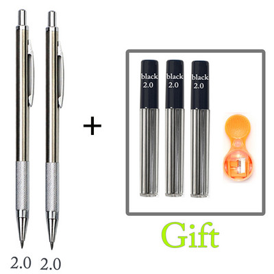 Mehanička olovka 2,0 mm, puna metalna automatska, 2 mm olovka u boji, školska crna olovka, punjenje od 12 boja za slikarstvo, inženjersko crtanje