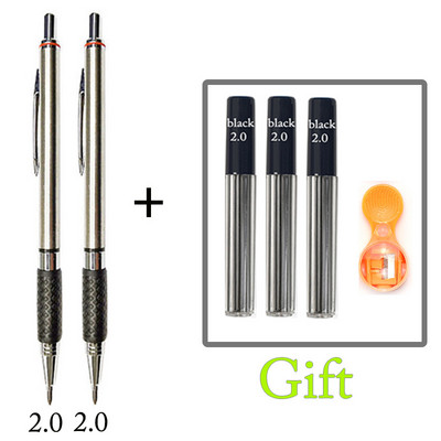 Mehanička olovka 2,0 mm, puna metalna automatska, 2 mm olovka u boji, školska crna olovka, punjenje od 12 boja za slikarstvo, inženjersko crtanje