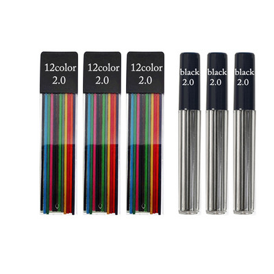 Mehanička olovka 2,0 mm, puna metalna automatska, 2 mm olovka u boji, školska crna olovka, punjenje od 12 boja za slikarstvo, inženjersko crtanje