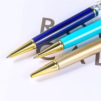 1 ΤΕΜ Creative Ballpoint Pens Liquid Flow Oil αποξηραμένα λουλούδια Κρυστάλλινο μεταλλικό στυλό Μαθητής Write Signature Σχολικά είδη