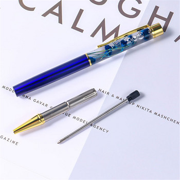 1 ΤΕΜ Creative Ballpoint Pens Liquid Flow Oil αποξηραμένα λουλούδια Κρυστάλλινο μεταλλικό στυλό Μαθητής Write Signature Σχολικά είδη