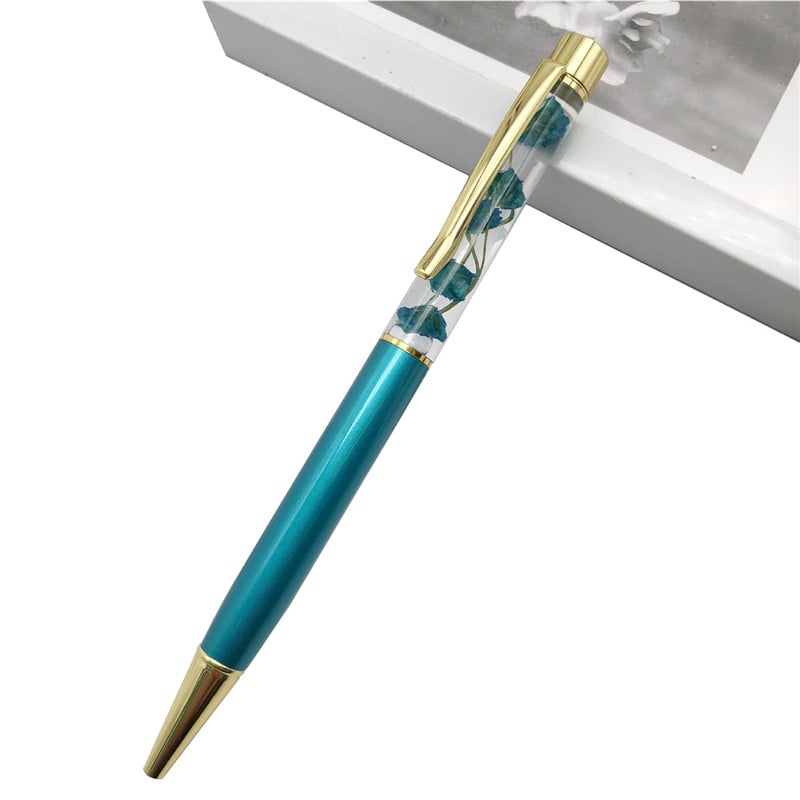 1 KOM. Kreativne kemijske olovke Liquid Flow Osušeno cvijeće Metalna kristalna kemijska olovka Studentski potpis Uredski školski pribor