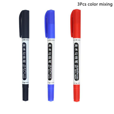 Dvostruki vrh, vodootporan, trajni dvostruki vrh, 0,5/1,0 mm Fine i ultra-fine šiljke, crno-plavo-crvene umjetničke olovke Uredski pribor