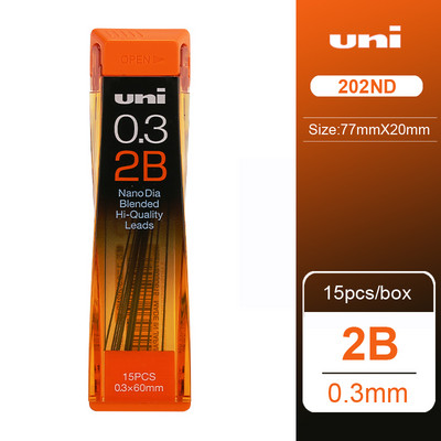 UNI 202ND Олово за молив 0,3/0,5/0,7/0,9 mm Нано екстра твърд механичен пълнител за молив Kuru Toga Smooth Writing HB/2H/2B Канцеларски материали