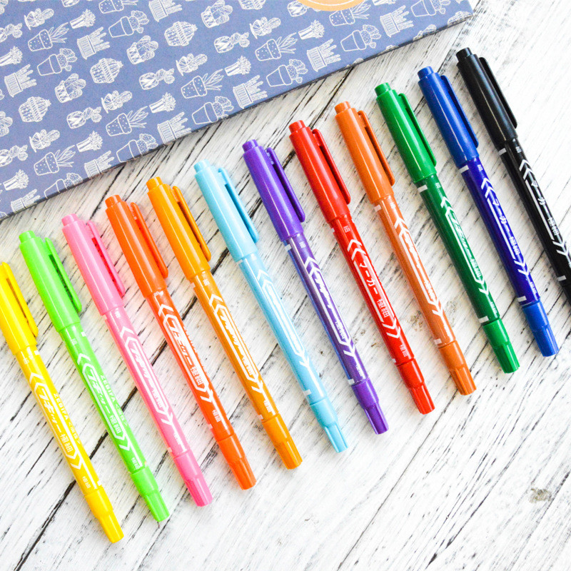 12 boja markera s dvostrukom glavom Uljni trajni marker vodootporan brzo sušeći umjetnički slikarski pribor Dobavljači školskih ureda