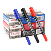 DeLi 3 kom/set trajnih markera s dvostrukim vrhom, fina točka, (crna, plava, crvena) tinta, 0,5 mm-1 mm Papir CD Staklo Tkanina Označavanje bojom