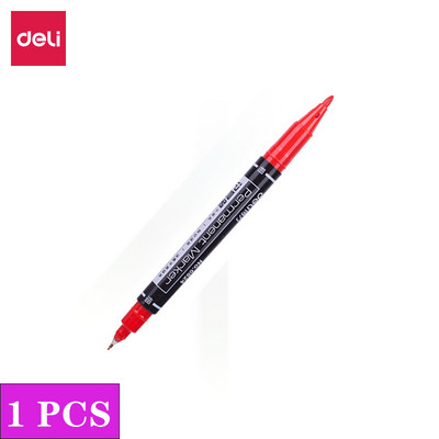 DeLi 3 kom/set trajnih markera s dvostrukim vrhom, fina točka, (crna, plava, crvena) tinta, 0,5 mm-1 mm Papir CD Staklo Tkanina Označavanje bojom