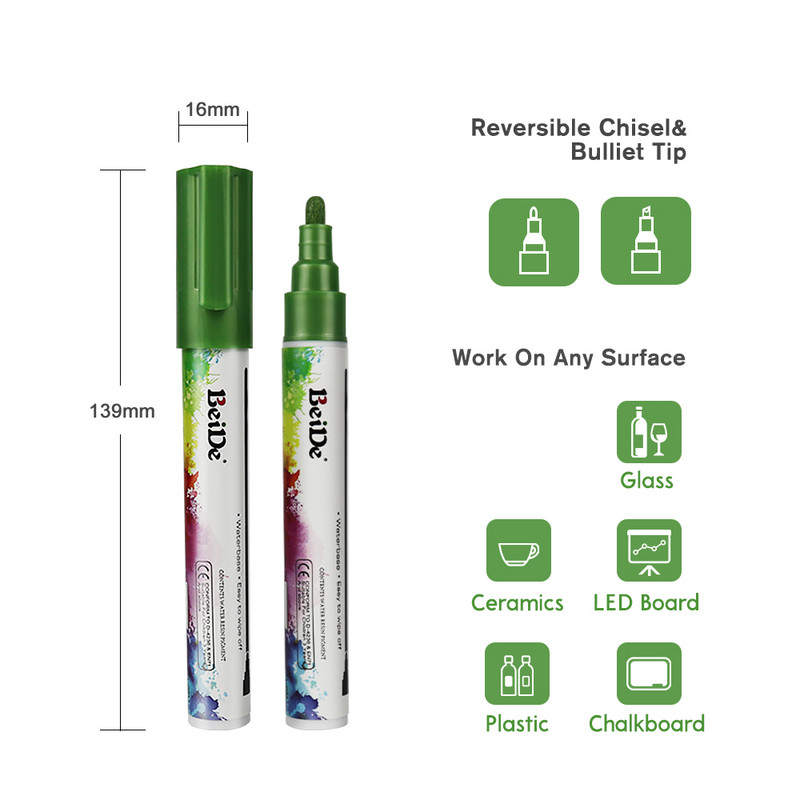 Markeri s tekućom kredom koji se mogu izbrisati Crne ploče Fluorescentni markeri Stakleni prozori LED markeri