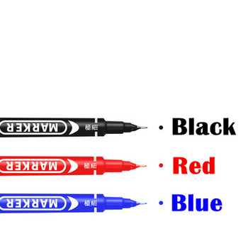 6 бр./компл. Перманентна писалка с двоен връх на едро, фина точка, водоустойчиво мастило, тънък писец, груб писец, черно мастило 0,5 mm-1 mm фин цвят