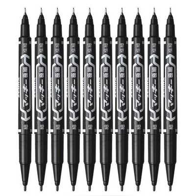 6 kom/set Veleprodajna permanentna flomaster s dvostrukim vrhom Fine Point Vodootporna tinta Tanka pero Gruda pero crna tinta 0,5 mm-1 mm fine boje