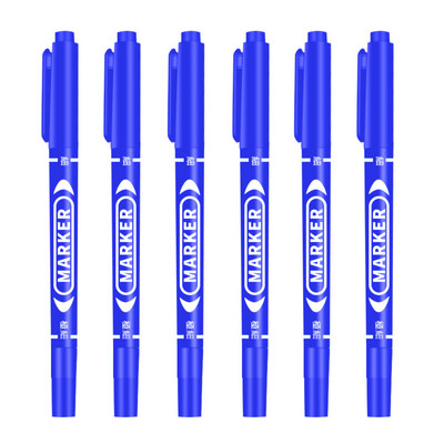 6 kom/set Veleprodajna permanentna flomaster s dvostrukim vrhom Fine Point Vodootporna tinta Tanka pero Gruda pero crna tinta 0,5 mm-1 mm fine boje