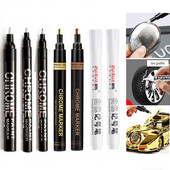 Haile Reflective Mirror Pen Paint Метална хромирана плоча Сребърен маркер от розово злато DIY Liquid Signature Model High-gloss Electroplatin