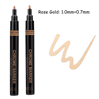 Haile Reflective Mirror Pen Paint Метална хромирана плоча Сребърен маркер от розово злато DIY Liquid Signature Model High-gloss Electroplatin