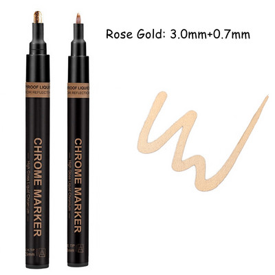 Haile Reflective Mirror Pen Paint Метална хромирана плоча Сребърен маркер от розово злато DIY Liquid Signature Model High-gloss Electroplatin