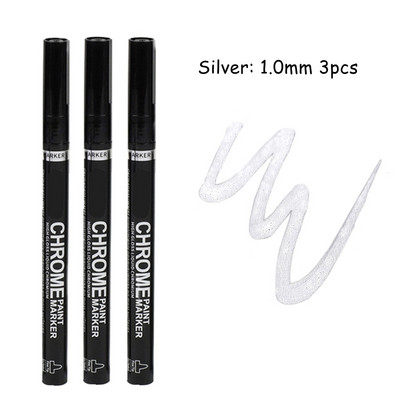 Haile Reflective Mirror Pen Paint Метална хромирана плоча Сребърен маркер от розово злато DIY Liquid Signature Model High-gloss Electroplatin
