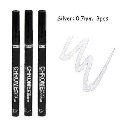 Haile Reflective Mirror Pen Paint Метална хромирана плоча Сребърен маркер от розово злато DIY Liquid Signature Model High-gloss Electroplatin