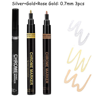 Haile Reflective Mirror Pen Paint Метална хромирана плоча Сребърен маркер от розово злато DIY Liquid Signature Model High-gloss Electroplatin