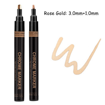 Haile Reflective Mirror Pen Paint Метална хромирана плоча Сребърен маркер от розово злато DIY Liquid Signature Model High-gloss Electroplatin