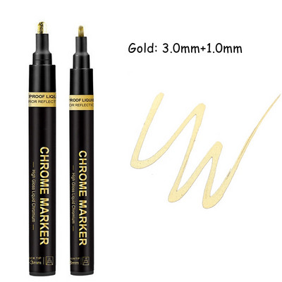 Haile Reflective Mirror Pen Paint Метална хромирана плоча Сребърен маркер от розово злато DIY Liquid Signature Model High-gloss Electroplatin