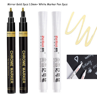 Haile Reflective Mirror Pen Paint Метална хромирана плоча Сребърен маркер от розово злато DIY Liquid Signature Model High-gloss Electroplatin