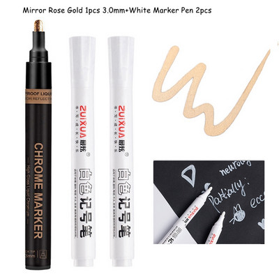 Haile Reflective Mirror Pen Paint Метална хромирана плоча Сребърен маркер от розово злато DIY Liquid Signature Model High-gloss Electroplatin