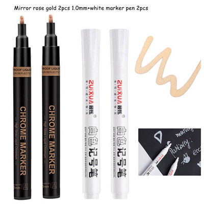 Haile Reflective Mirror Pen Paint Метална хромирана плоча Сребърен маркер от розово злато DIY Liquid Signature Model High-gloss Electroplatin