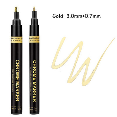Haile Reflective Mirror Pen Paint Метална хромирана плоча Сребърен маркер от розово злато DIY Liquid Signature Model High-gloss Electroplatin