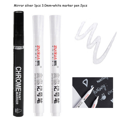 Haile Reflective Mirror Pen Paint Метална хромирана плоча Сребърен маркер от розово злато DIY Liquid Signature Model High-gloss Electroplatin