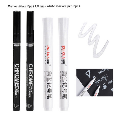 Haile Reflective Mirror Pen Paint Метална хромирана плоча Сребърен маркер от розово злато DIY Liquid Signature Model High-gloss Electroplatin