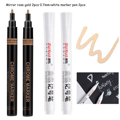 Haile Reflective Mirror Pen Paint Метална хромирана плоча Сребърен маркер от розово злато DIY Liquid Signature Model High-gloss Electroplatin
