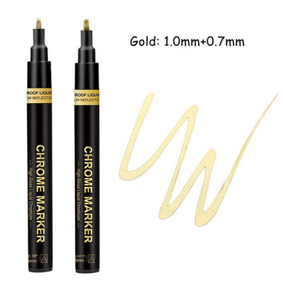 Haile Reflective Mirror Pen Paint Метална хромирана плоча Сребърен маркер от розово злато DIY Liquid Signature Model High-gloss Electroplatin