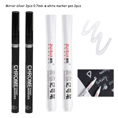 Haile Reflective Mirror Pen Paint Метална хромирана плоча Сребърен маркер от розово злато DIY Liquid Signature Model High-gloss Electroplatin