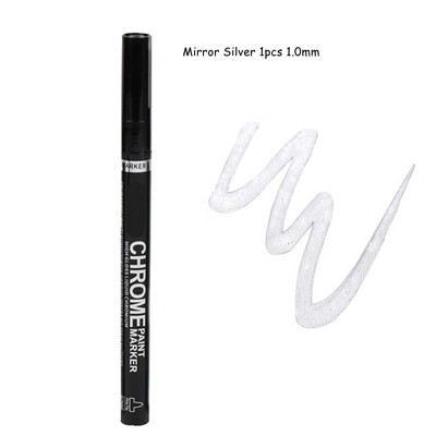 Haile Reflective Mirror Pen Paint Метална хромирана плоча Сребърен маркер от розово злато DIY Liquid Signature Model High-gloss Electroplatin