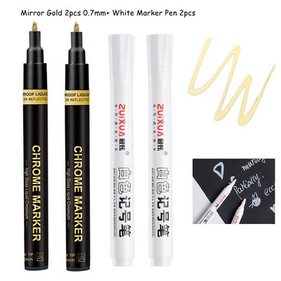 Haile Reflective Mirror Pen Paint Метална хромирана плоча Сребърен маркер от розово злато DIY Liquid Signature Model High-gloss Electroplatin