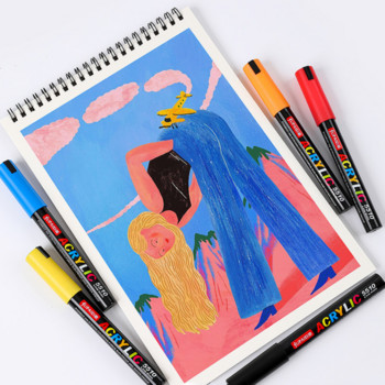 Μαρκαδόρος τέχνης 36 χρωμάτων Ακρυλικό πινέλο στυλό ζωγραφικής με βράχο Πέτρα Κεραμικό γυαλί ξύλο καμβάς DIY Προμήθειες σχεδίασης για γκράφιτι