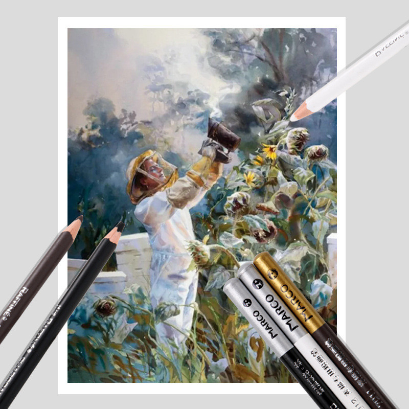 3 kom./Set Profesionalna olovka za crtanje Sketch Charcoal Pencils bijelo smeđa Set školskog pribora za pisanje i skiciranje slatki 2H-14B