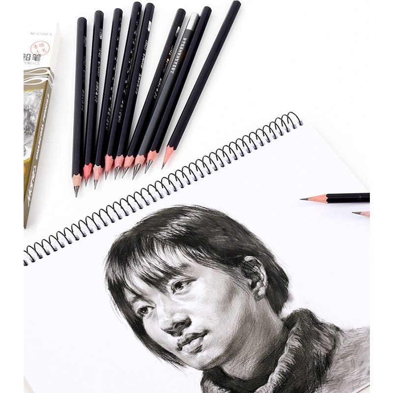 3 kom./Set Profesionalna olovka za crtanje Sketch Charcoal Pencils bijelo smeđa Set školskog pribora za pisanje i skiciranje slatki 2H-14B