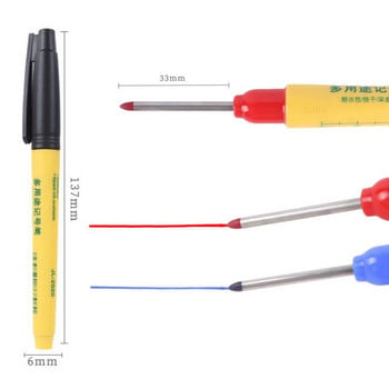 Haile 3-5 бр./лот Маркери с дълга глава Декорация за баня Дървообработка Многофункционални маркери с дълбока дупка Комплект червено/черно/синьо мастило