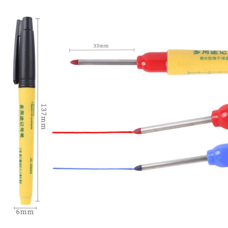 Haile 3-5Pc/lot Olovke s dugom glavom Dekoracija drva za kupaonicu Višenamjenske olovke s dubokim rupama Set crvena/crna/plava tinta