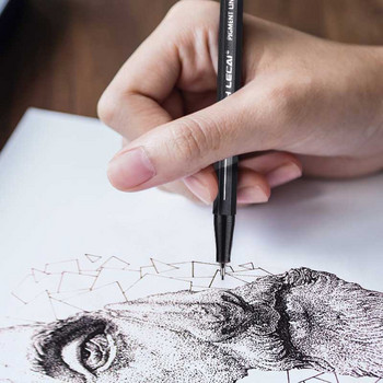 10 бр./компл. Пигментна линия Micron Ink Marker Pen 0,05 0,1 0,2 0,3 0,4 0,5 Накрайник на четката Черен Fineliner Скицираща писалка за рисуване на манга