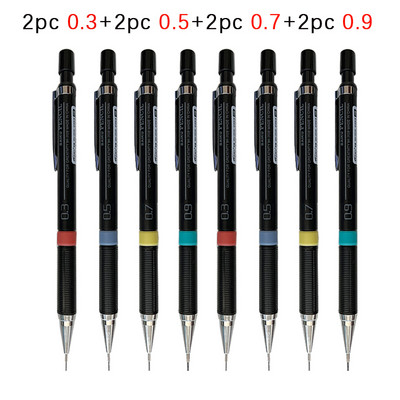 8 komada mehaničke olovke sa setom šipki za ponovno punjenje 0,3 mm 0,5 mm 0,7 mm 0,9 mm zamjenjive automatske olovke za uredske školske papire