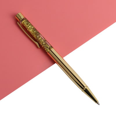 Kemijska olovka Kreativno luksuzna kemijska olovka Flow Oil Crystal Zlatna folija Metalna bakrena šarena visokokvalitetna zlatna olovka u prahu za živi pijesak