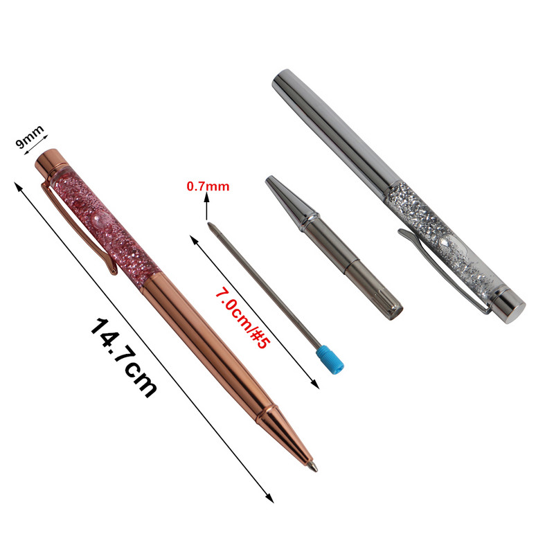 Kemijska olovka Kreativno luksuzna kemijska olovka Flow Oil Crystal Zlatna folija Metalna bakrena šarena visokokvalitetna zlatna olovka u prahu za živi pijesak
