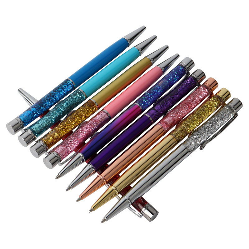 Kemijska olovka Kreativno luksuzna kemijska olovka Flow Oil Crystal Zlatna folija Metalna bakrena šarena visokokvalitetna zlatna olovka u prahu za živi pijesak
