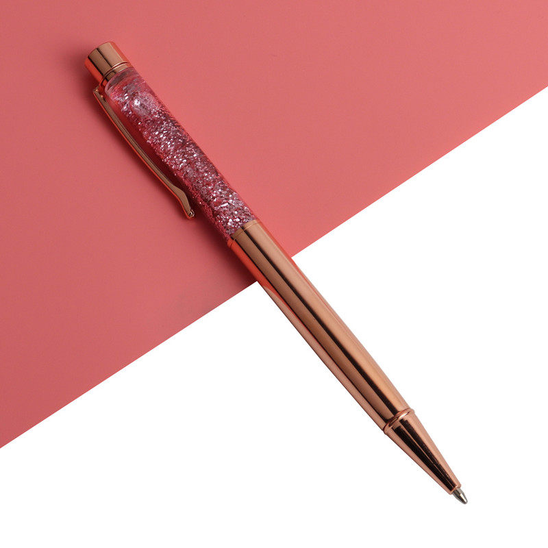 Kemijska olovka Kreativno luksuzna kemijska olovka Flow Oil Crystal Zlatna folija Metalna bakrena šarena visokokvalitetna zlatna olovka u prahu za živi pijesak