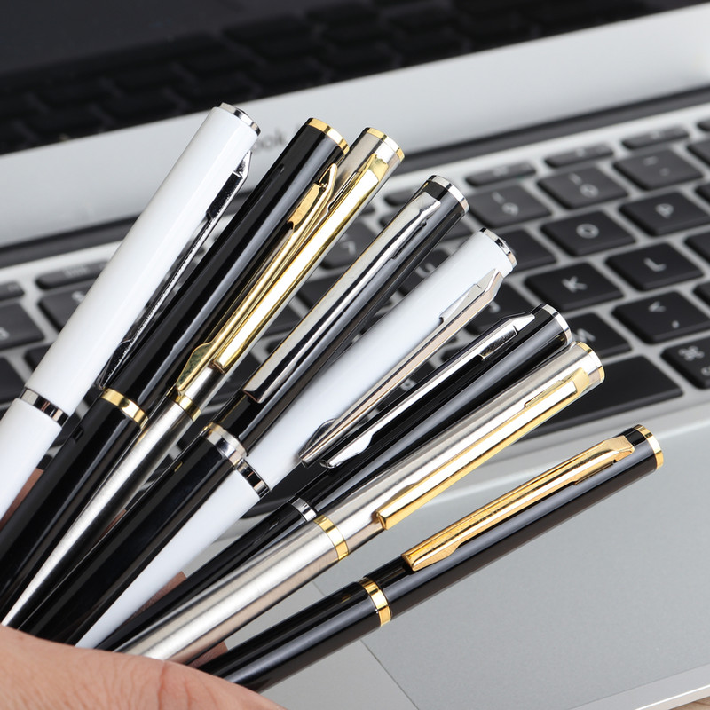 2/11/20/KOM Materijal kemijske olovke Metalne olovke za školski ured Rotirajući stil Pisaća točka 0,7 mm tinta Crnoplava papirna olovka