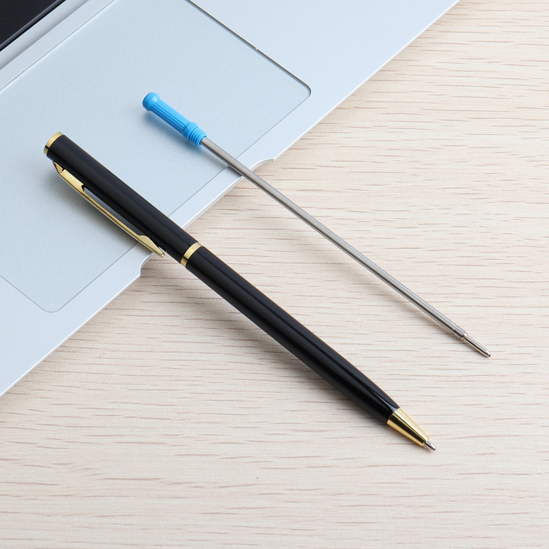 2/11/20/KOM Materijal kemijske olovke Metalne olovke za školski ured Rotirajući stil Pisaća točka 0,7 mm tinta Crnoplava papirna olovka